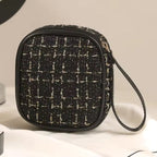 CB5386 Tweed Cosmetic Pouch – Travel Makeup Bag Zipper Organizer