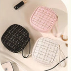 CB5386 Tweed Cosmetic Pouch – Travel Makeup Bag Zipper Organizer