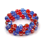3PC Glass Bead Bracelet Set Orange Blue Stretch Stackable Fashion Jewelry