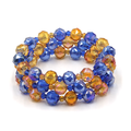 3PC Glass Bead Bracelet Set Orange Blue Stretch Stackable Fashion Jewelry