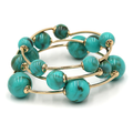 Marble Orb Stretch Bracelet Set 3pc Gold Beige Stone Finish Layering Bead Jewelry
