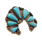 Treasure Navajo Arc Stone Stretch Ring Boho Southwestern Statement Jew