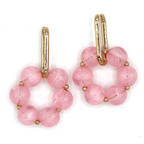 Boho Floral Marble Hoop Earrings Post Stud Geometric Flow