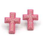 Glitter Accent Cross Light Pink Earrings – Trendy, Sparkling, Gift-R