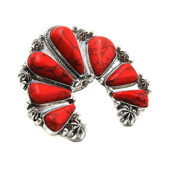 Treasure Navajo Arc Stone Stretch Ring Boho Southwestern Statement Jew