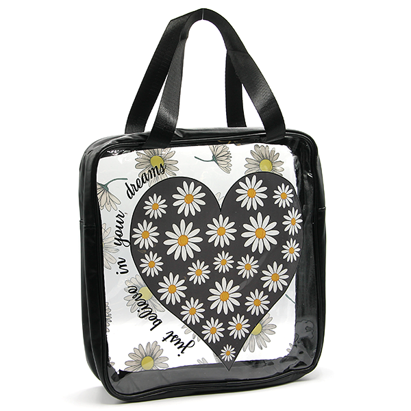 Clear Square Travel Tote Daisy Print 6 Colors Transparent Beach Bag Tr