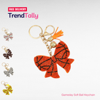 Softball Bow Rhinestone Bag Charm Keychain Gameday Bling Sports Fan Gi