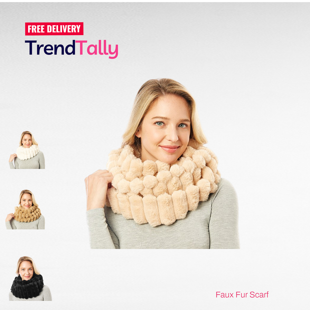 LOF Infinity Soft Faux Fur Scarf Cozy Winter Neck Warmer Fashion Acces Dimension: 8" L x 30" W
