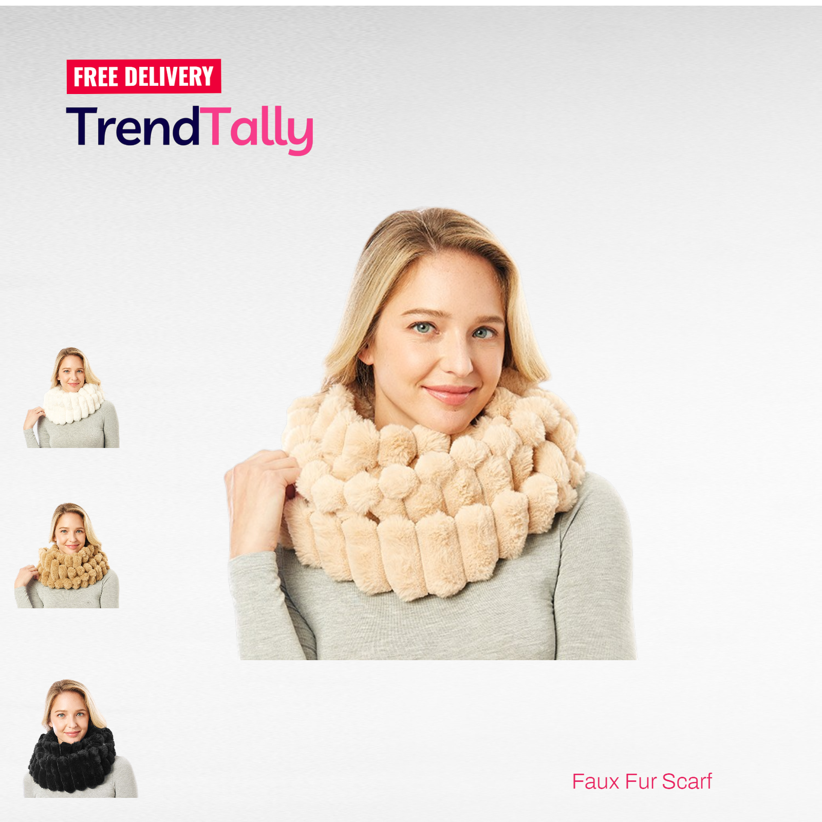 LOF Infinity Soft Faux Fur Scarf Cozy Winter Neck Warmer Fashion Acces Dimension: 8" L x 30" W