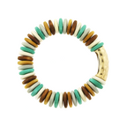 Water & Tree Wooden Cylinder Bead Bracelet Natural Wood Stretch Jewelr