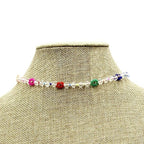 Frenzy Floral Clear Bead Choker Necklace Transparent Beaded Fashion Je