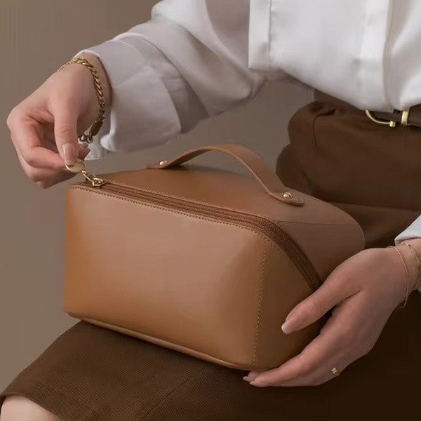 Faux Leather Cosmetic Bag Travel Makeup Organizer Zipper Pouch Waterpr
