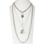 Garden Party 3-Strand Layered Necklace Gold Silver Mixed Metal Lock Lo