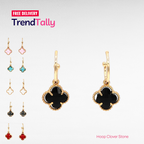 Hoop Clover Stone Earrings Lucky Four-Leaf Dainty Gold Silver Jewelry