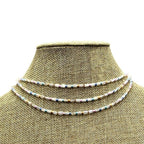 Frenzy 3 Line Clear Bead Choker Necklace Multi Color Beaded Fashion Je