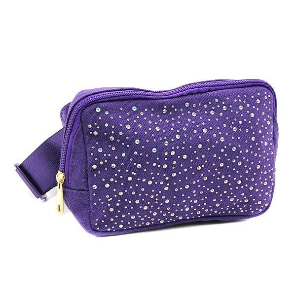 Encour HB-0093 Canvas Rhinestone Belt Bag Waist Fanny Pack Stylish