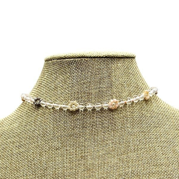 Frenzy Floral Clear Bead Choker Necklace Transparent Beaded Fashion Je