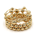 Gold Beaded Bracelet Set 5PC Stackable Stretch Bangles Women Fashion J