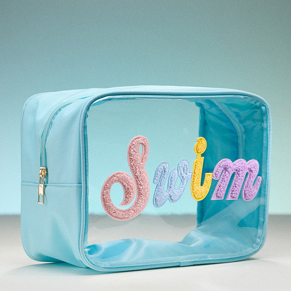 Transparent PVC Beach Makeup Bag Lettering Cosmetic Pouch Travel Organ