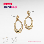Dainty Oval Drop Earrings Gold Silver Minimalist Dangle Elegant Jewelr