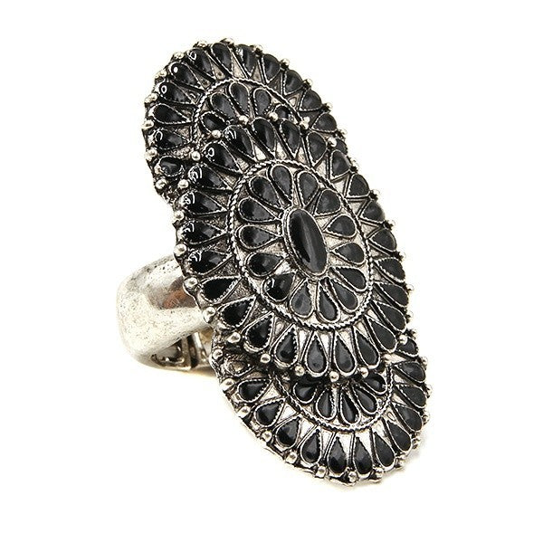 Treasure Navajo Stone Concho Ring Western Boho Statement Adjustable Je