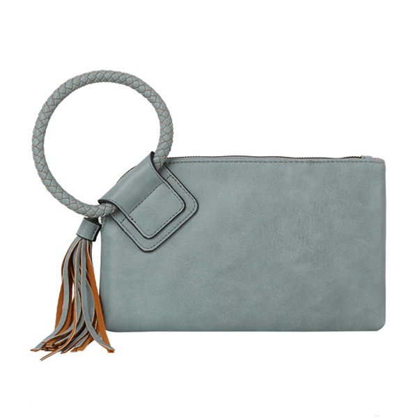 Western Braided Ring Handle Wristlet Bag Vegan Leather Clutch Purse Bo