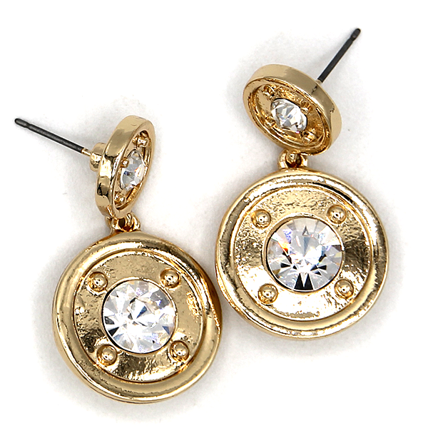 Round Clear Glass Stone Silver Earrings Brilliant Solitaire Crystal Dr