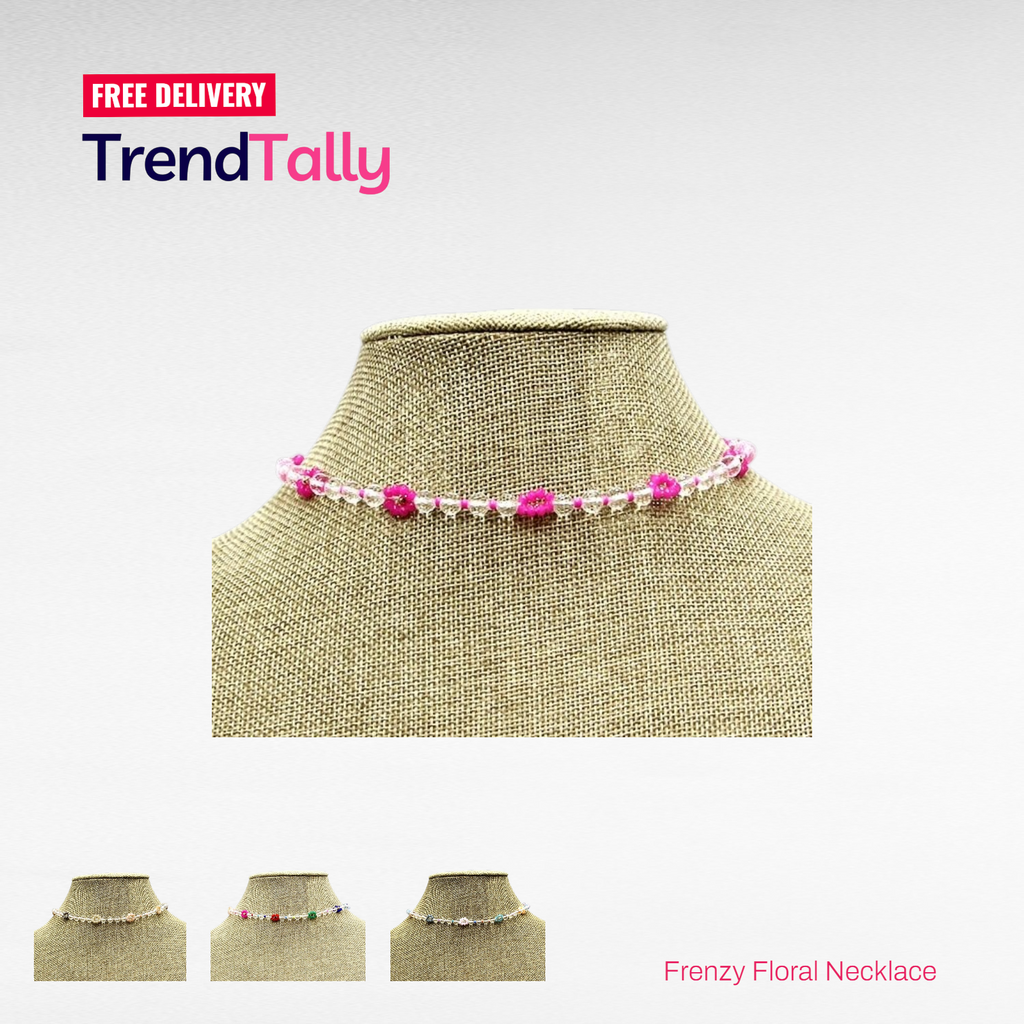 Frenzy Floral Clear Bead Choker Necklace Transparent Beaded Fashion Je