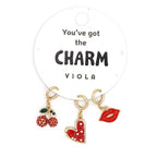 Viola Love Lips Clip-On Charm Set 3-5pc Jewelry Necklace Bracelet Bag