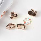Mirror Finish Rose Gold 4pc Hair Clip Set Elegant Barrettes Gift Box