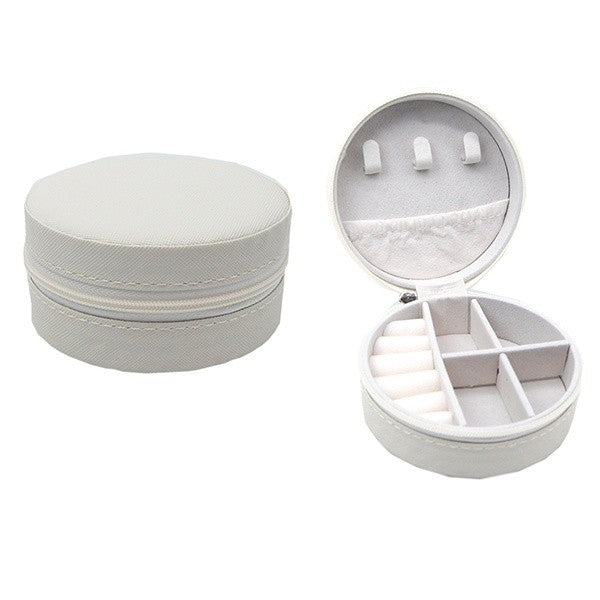 Solid Color Mint Jewelry Organizer Box – Zipper Closure Circle Trave