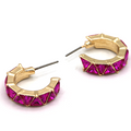 C Hoop Triangle Stone Pave Huggie Earrings Dainty Gold Silver Jewelry