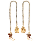 Gold Rhinestone Arch Cup Chain Earrings Western Cowgirl Statement Dangles drop "3.25" L x ."6" W