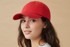 Red baseball cap on a white background
