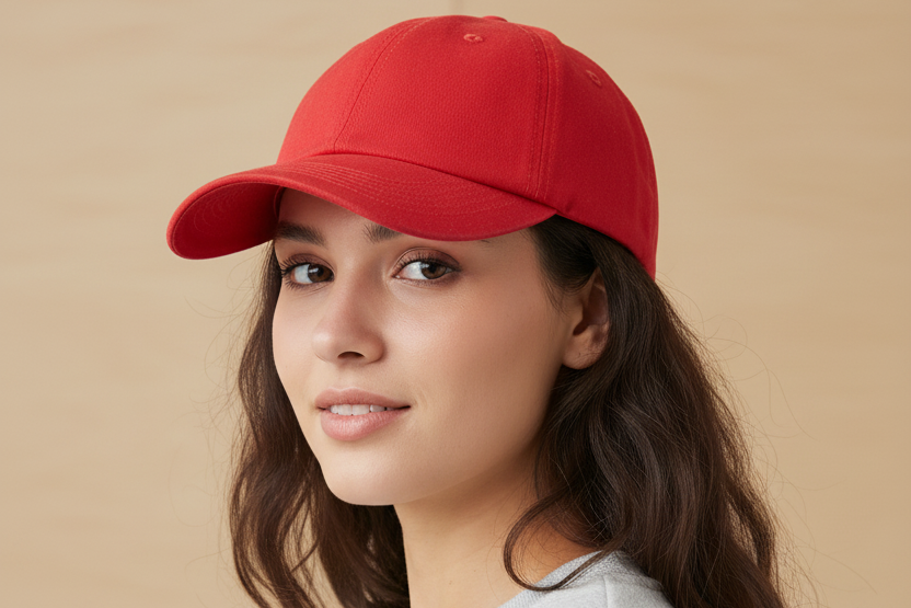 Red baseball cap on a white background