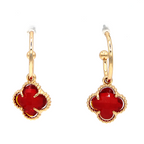 Hoop Clover Stone Earrings Lucky Four-Leaf Dainty Gold Silver Jewelry