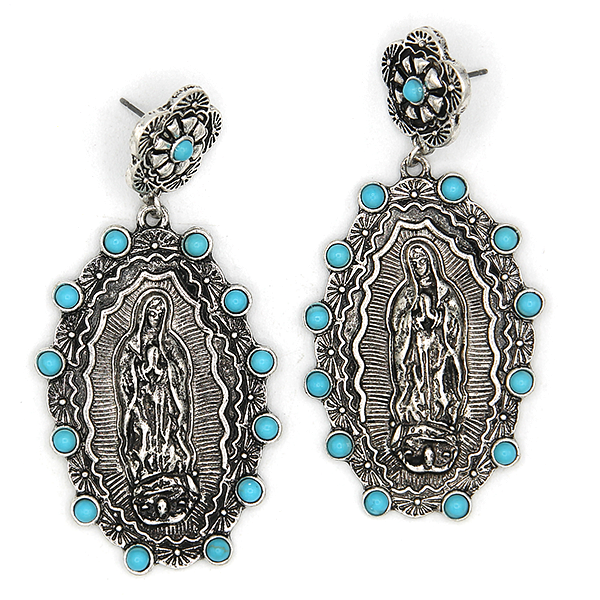 Western Concho Mary Silver Black Earrings Southwestern Boho Cowgirl St