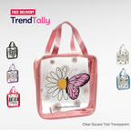 Clear Square Travel Tote Daisy Print 6 Colors Transparent Beach Bag Tr