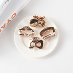 Mirror Finish Rose Gold 4pc Hair Clip Set Elegant Barrettes Gift Box