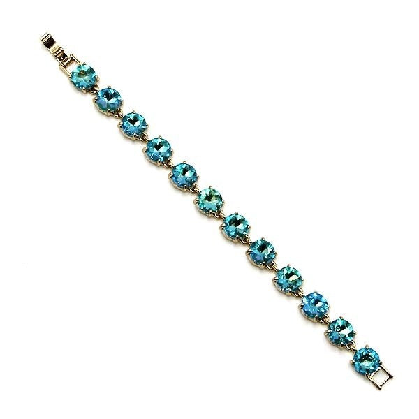 CNC Square Back Gemstone Link Bracelet Purple Stones Silver Tone Fashi