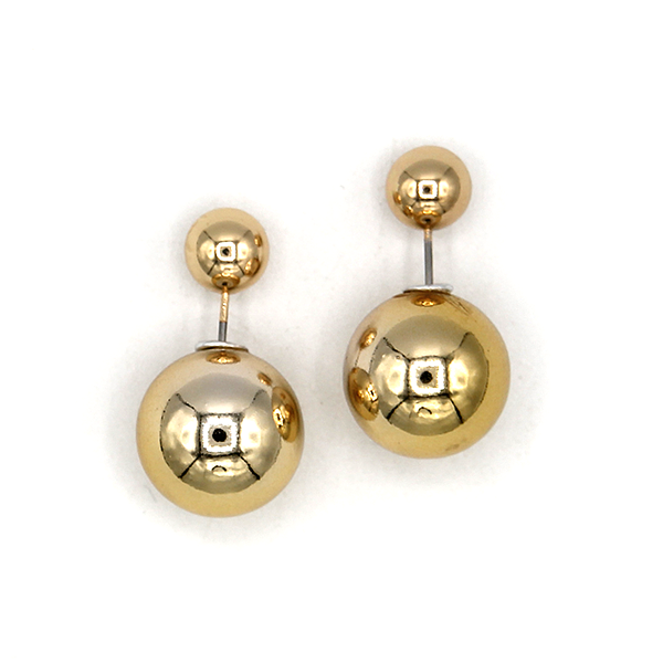 Double Sided CCB Ball Earrings Cream Stud Lightweight Trendy Fashion J