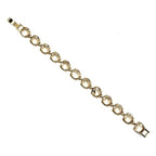 CNC Square Back Gemstone Link Bracelet Purple Stones Silver Tone Fashi