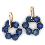 Boho Floral Marble Hoop Earrings Post Stud Geometric Flow