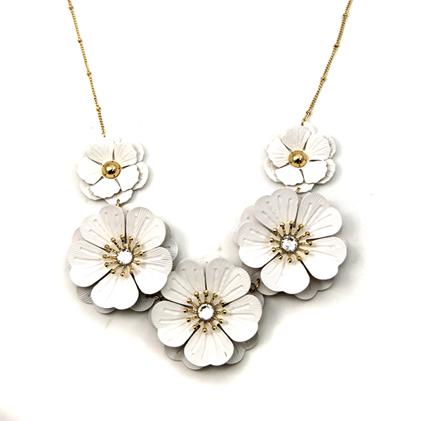 Lulu Lala Dainty Floral Necklace White Gold Dipped Mint Yellow Pastel