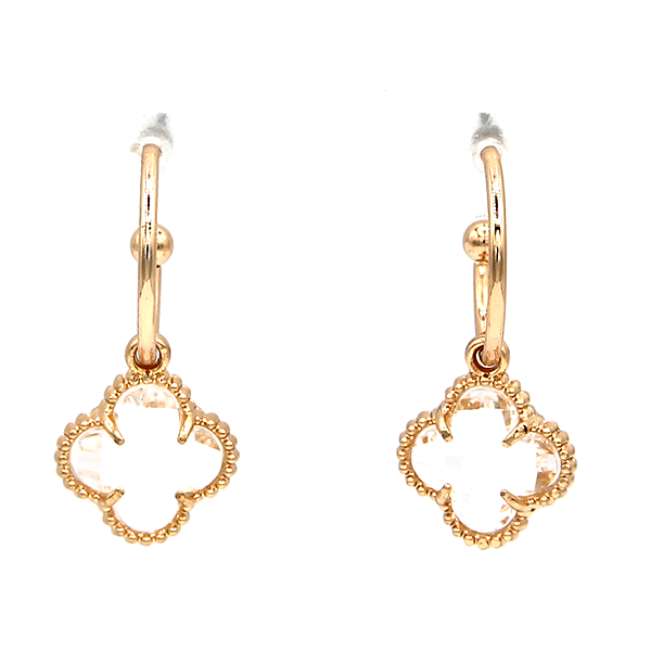 Hoop Clover Stone Earrings Lucky Four-Leaf Dainty Gold Silver Jewelry