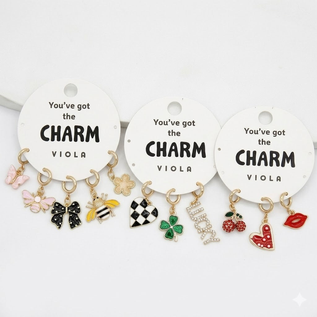 Viola Love Lips Clip-On Charm Set 3-5pc Jewelry Necklace Bracelet Bag