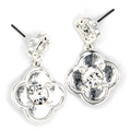 Clover Clear Glass Stone Earrings Gold Silver Two-Tone Lucky Flower Dr