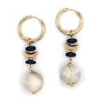 Hoop Marble Accent Resin Charm Dangle Beige Earrings Boho Geometric Dr