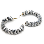 Crystal Glass Bead Hoop Earrings - C-Shaped Iridescent Statement