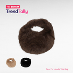 Faux Fur Single Handle Tote Bag Taupe Plush Shearling Handbag Cozy Win